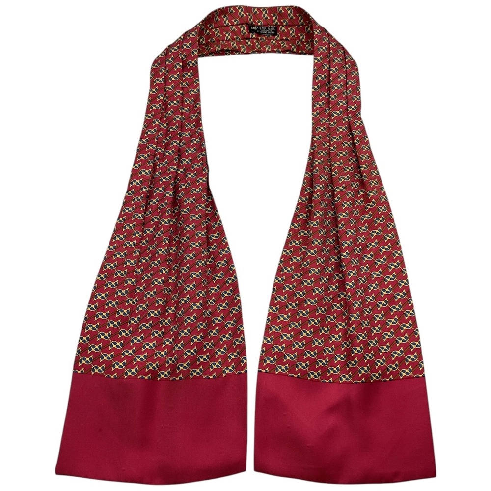 SOLD HERMÈS Red/Blue/Gold Chain Silk LUXURY Ascot Cravat FRANCE